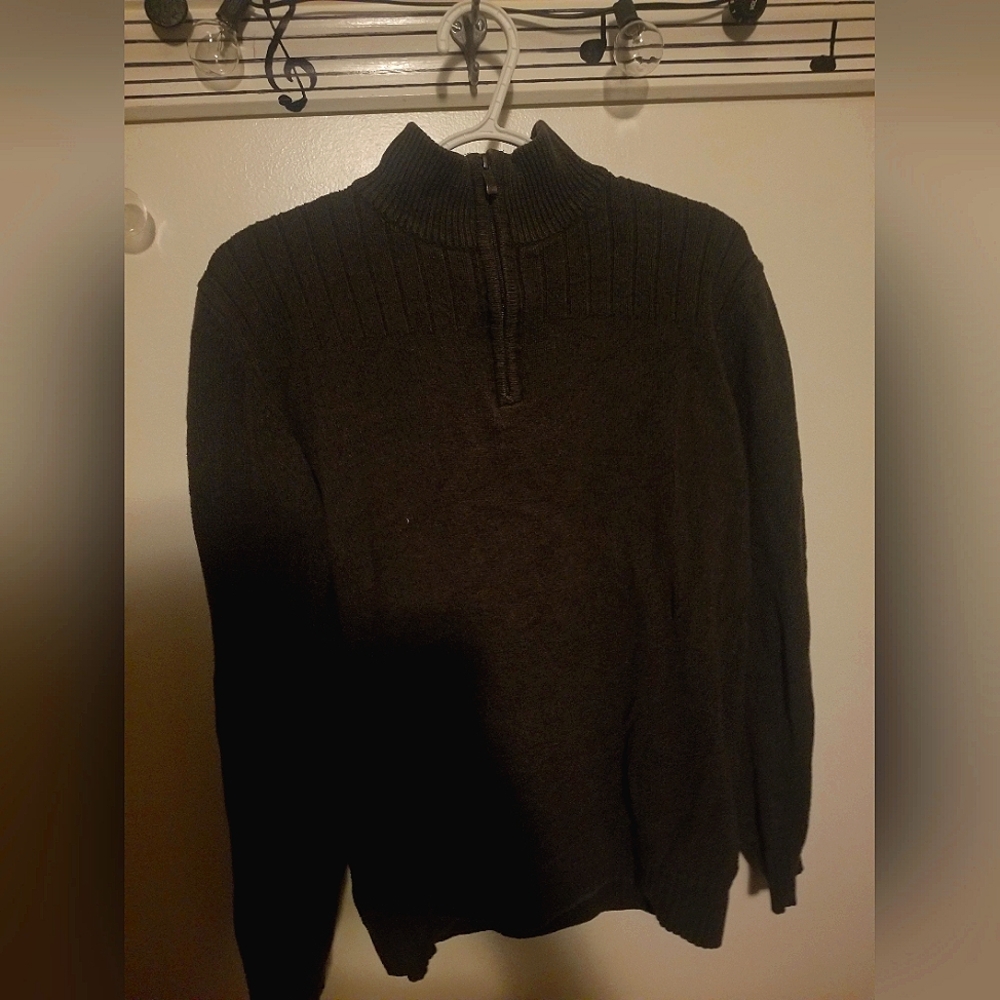 Covington Medium Greenish - Brown Half-Zip Knitted Sweater